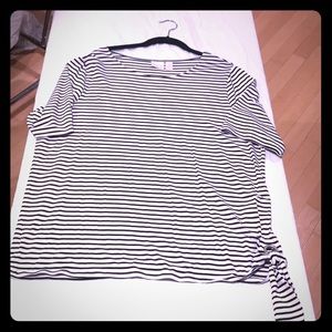 Chico’s striped top with tie accent.
